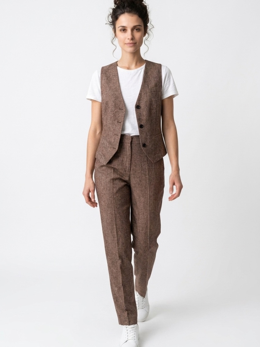 EMERY ROSE | NEW Brown Pants with Matching Vest SET Women's Size S